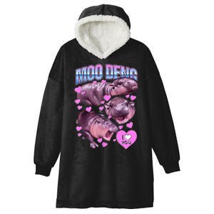 I Love You Moo Deng Cute Funny Hippo Hooded Wearable Blanket