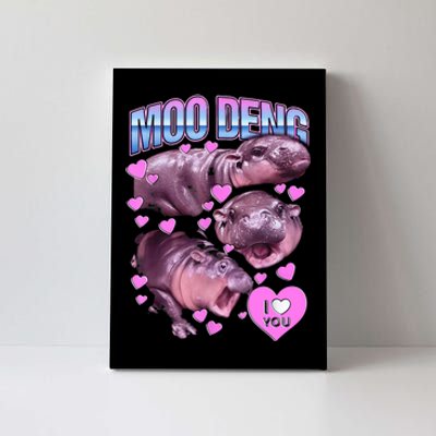 I Love You Moo Deng Cute Funny Hippo Canvas