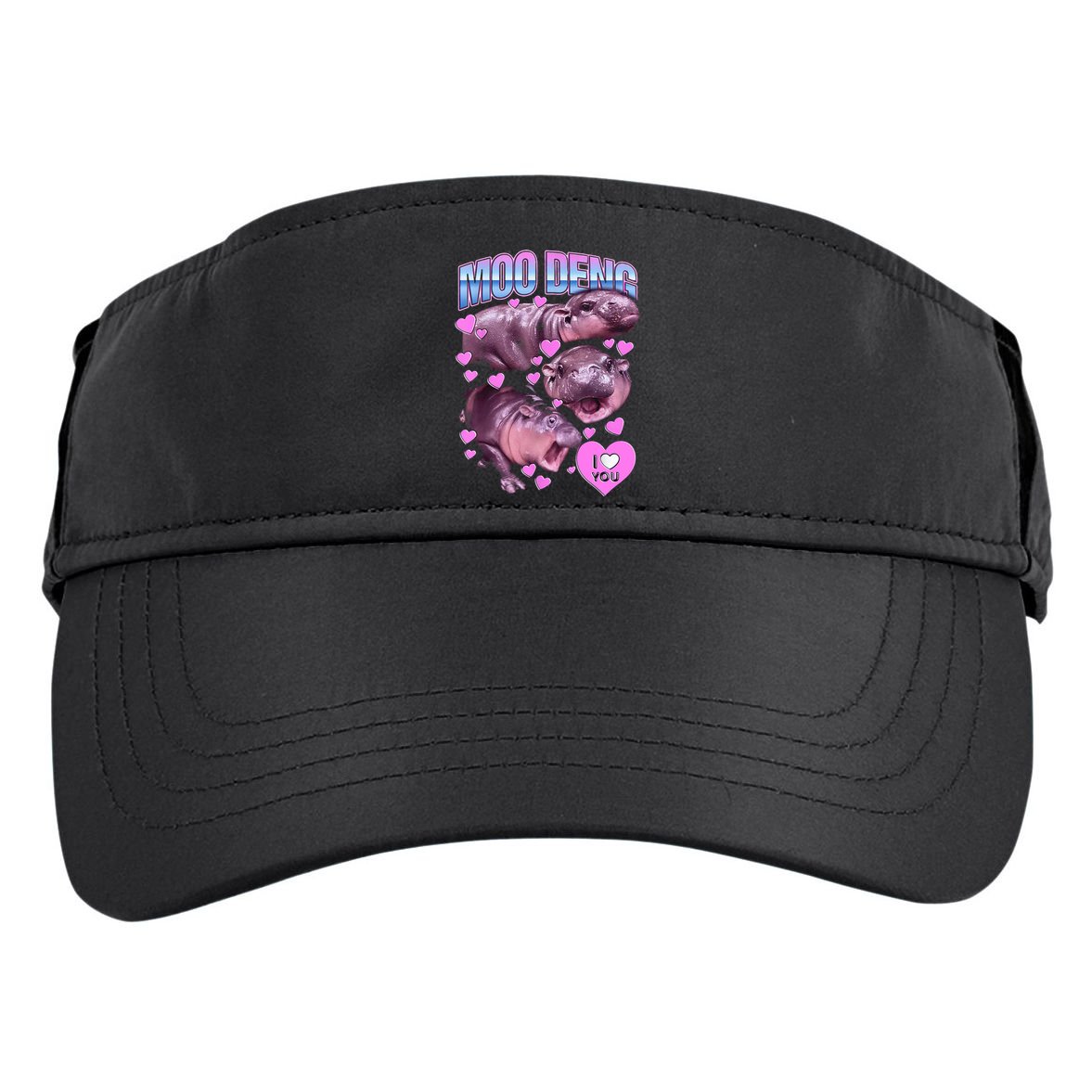 I Love You Moo Deng Cute Funny Hippo Adult Drive Performance Visor