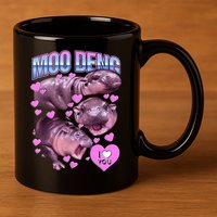 I Love You Moo Deng Cute Funny Hippo 11oz C Handle Ceramic Mug