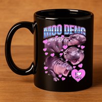 I Love You Moo Deng Cute Funny Hippo 11oz C Handle Ceramic Mug