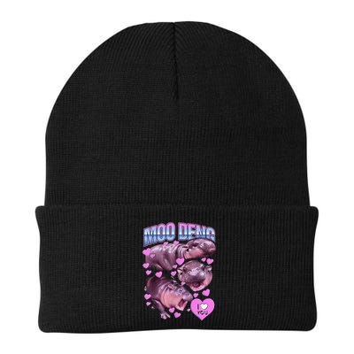 I Love You Moo Deng Cute Funny Hippo Knit Cap Winter Beanie