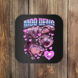 I Love You Moo Deng Cute Funny Hippo Coaster