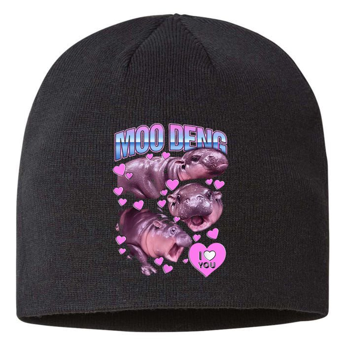 I Love You Moo Deng Cute Funny Hippo Sustainable Beanie