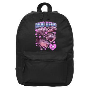 I Love You Moo Deng Cute Funny Hippo 16 in Basic Backpack