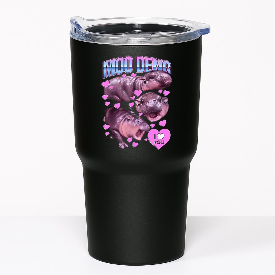I Love You Moo Deng Cute Funny Hippo Tumbler