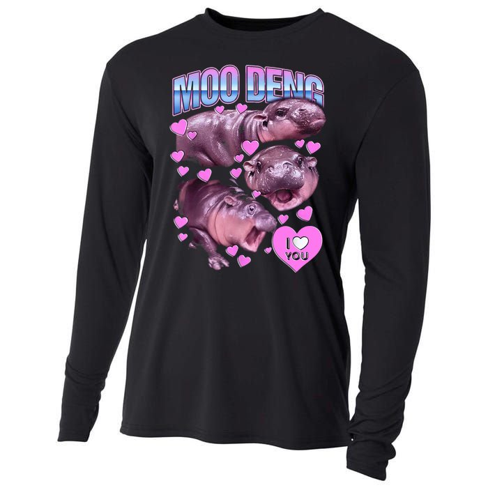 I Love You Moo Deng Cute Funny Hippo Cooling Performance Long Sleeve Crew