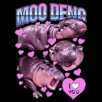 I Love You Moo Deng Cute Funny Hippo Premium T-Shirt