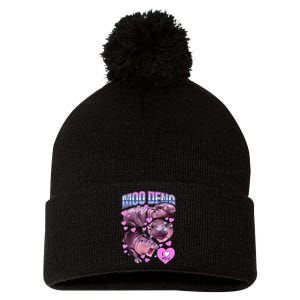 I Love You Moo Deng Cute Funny Hippo Pom Pom 12in Knit Beanie