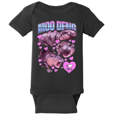 I Love You Moo Deng Cute Funny Hippo Baby Bodysuit