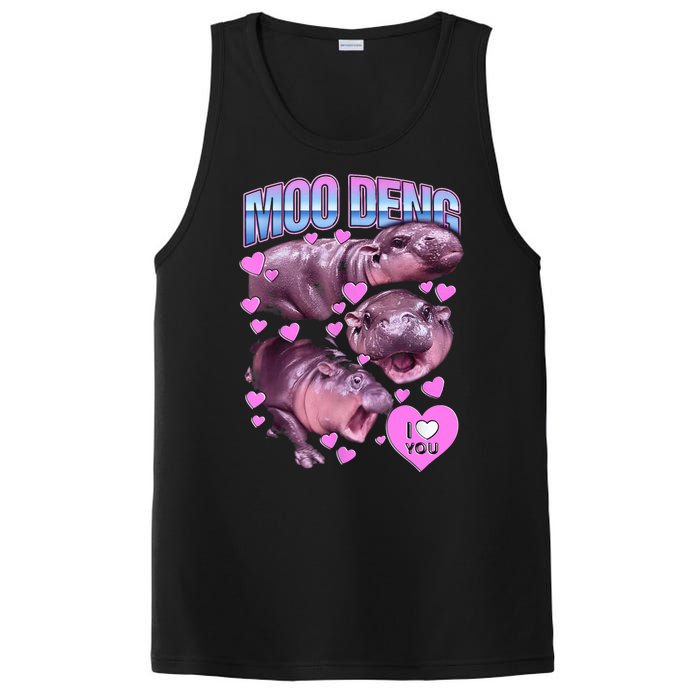 I Love You Moo Deng Cute Funny Hippo PosiCharge Competitor Tank