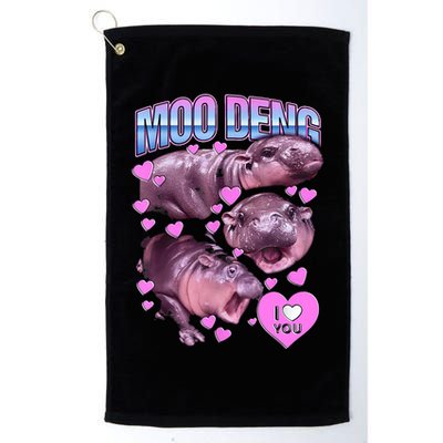 I Love You Moo Deng Cute Funny Hippo Golf Towel