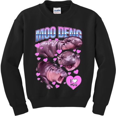 I Love You Moo Deng Cute Funny Hippo Kids Sweatshirt