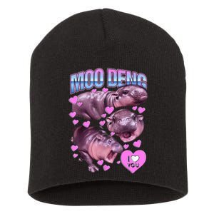 I Love You Moo Deng Cute Funny Hippo Short Acrylic Beanie