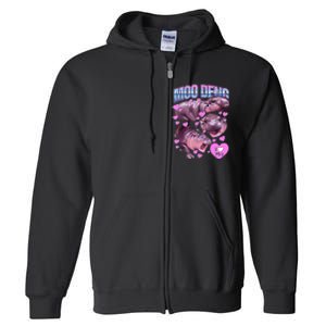 I Love You Moo Deng Cute Funny Hippo Full Zip Hoodie