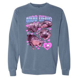 I Love You Moo Deng Cute Funny Hippo Garment-Dyed Sweatshirt