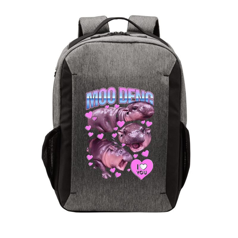 I Love You Moo Deng Cute Funny Hippo Vector Backpack