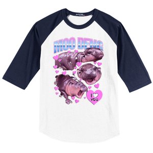 I Love You Moo Deng Cute Funny Hippo Baseball Sleeve Shirt