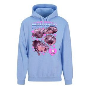 I Love You Moo Deng Cute Funny Hippo Unisex Surf Hoodie