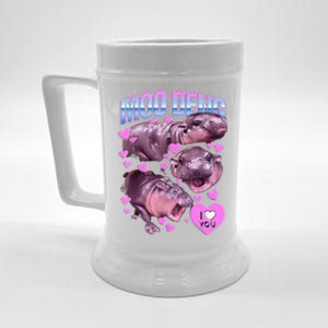 I Love You Moo Deng Cute Funny Hippo Beer Stein