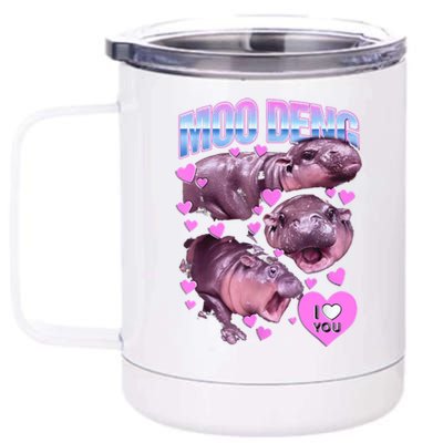 I Love You Moo Deng Cute Funny Hippo 12 oz Stainless Steel Tumbler Cup