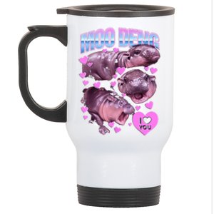 I Love You Moo Deng Cute Funny Hippo Stainless Steel Travel Mug