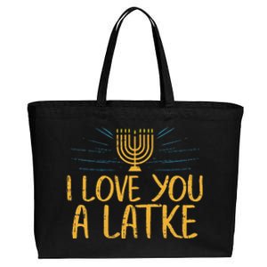 I Love You A Latke Funny Jewish Pun Hanukkah Chanukah Gift Cotton Canvas Jumbo Tote