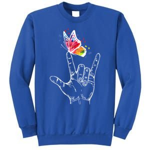 I Love You Hand Sign Language Butterfly Autism Awareness Great Gift Sweatshirt