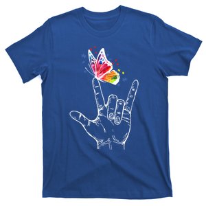 I Love You Hand Sign Language Butterfly Autism Awareness Great Gift T-Shirt