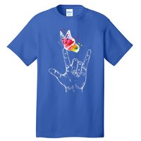 I Love You Hand Sign Language Butterfly Autism Awareness Great Gift Tall T-Shirt