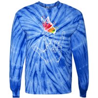 I Love You Hand Sign Language Butterfly Autism Awareness Great Gift Tie-Dye Long Sleeve Shirt