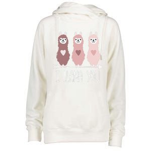 I Llama You Funny Valentine's Day Llama Lover Gift Womens Funnel Neck Pullover Hood