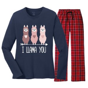 I Llama You Funny Valentine's Day Llama Lover Gift Women's Long Sleeve Flannel Pajama Set 