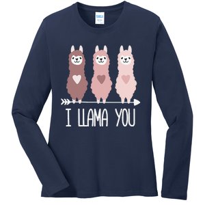 I Llama You Funny Valentine's Day Llama Lover Gift Ladies Long Sleeve Shirt