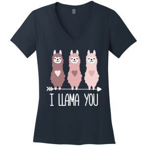 I Llama You Funny Valentine's Day Llama Lover Gift Women's V-Neck T-Shirt