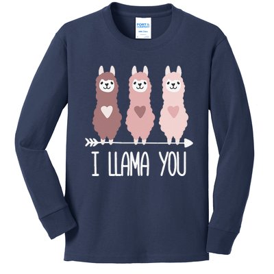 I Llama You Funny Valentine's Day Llama Lover Gift Kids Long Sleeve Shirt