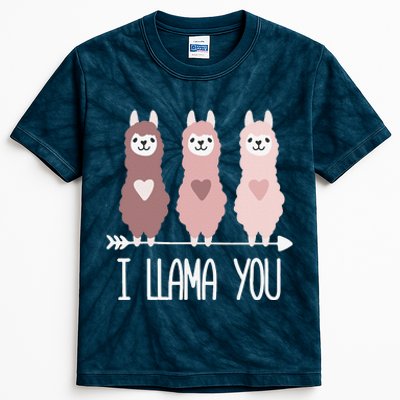 I Llama You Funny Valentine's Day Llama Lover Gift Kids Tie-Dye T-Shirt