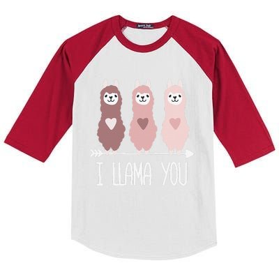 I Llama You Funny Valentine's Day Llama Lover Gift Kids Colorblock Raglan Jersey