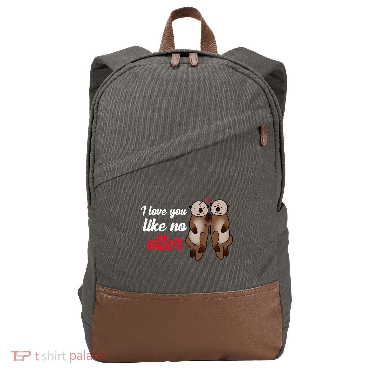 I Love You Like No Otter Cute Gift Cotton Canvas Backpack