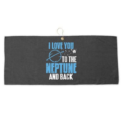 I Love You To The Neptune vintage Astronomer Present Large Microfiber Waffle Golf Towel