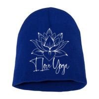 I Love Yoga Lotus Gift Short Acrylic Beanie