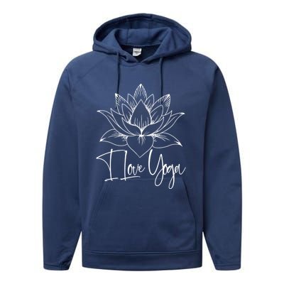 I Love Yoga Lotus Gift Performance Fleece Hoodie