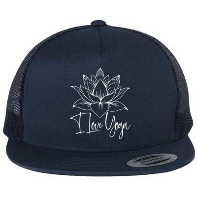 I Love Yoga Lotus Gift Flat Bill Trucker Hat