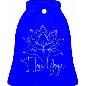 I Love Yoga Lotus Great Gift Ceramic Bell Ornament