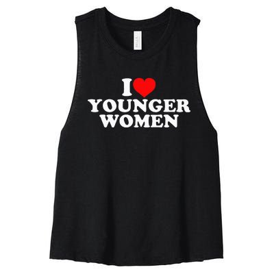 I Love Younger Women's Racerback Cropped Tank