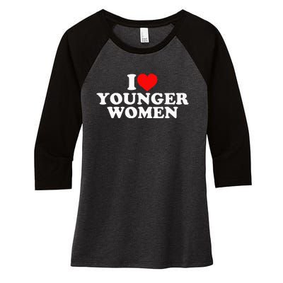 I Love Younger Women's Tri-Blend 3/4-Sleeve Raglan Shirt