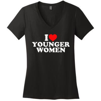 I Love Younger Women's V-Neck T-Shirt