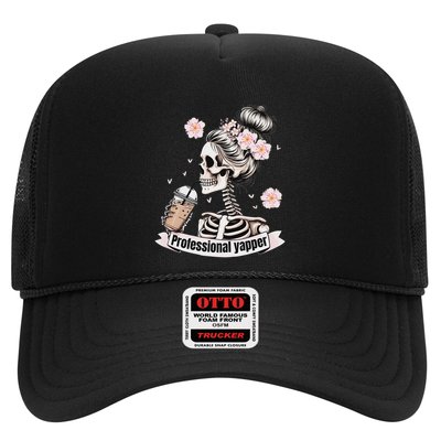 I Love Yapping Floral Funny Professional Yapper Skeleton Certified Yapper Adults Trucker Hat