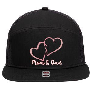 I Love You Mom And Dad Heart Simple Design Gift 7 Panel Mesh Trucker Snapback Hat