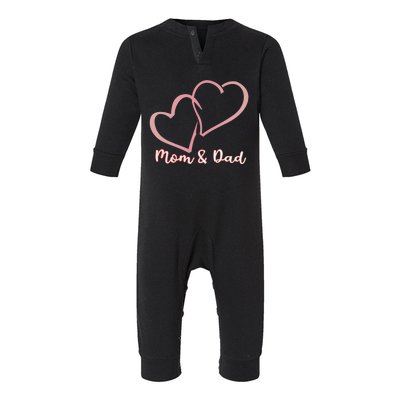 I Love You Mom And Dad Heart Simple Design Gift Infant Fleece One Piece